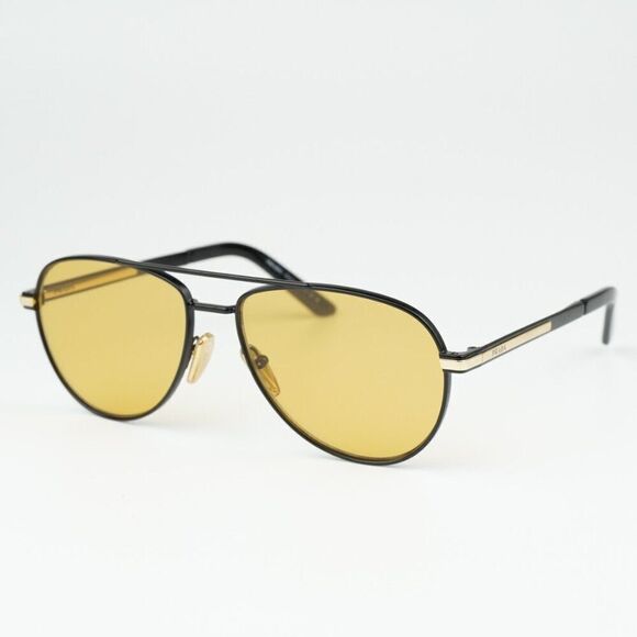 NEW Prada PRA54S 1BO90C Matte Black Yellow Unisex Pilot Sunglasses PR A54S - Picture 7 of 13